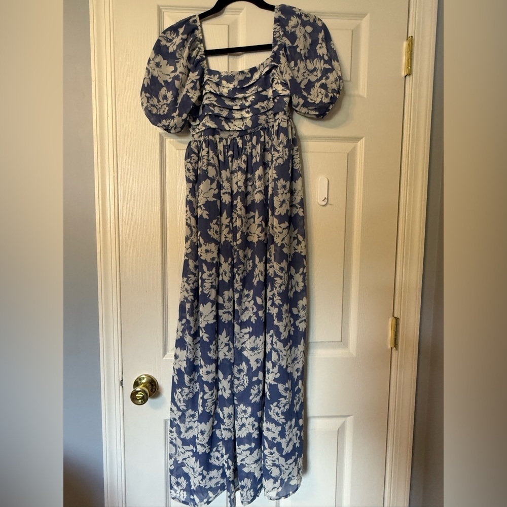 Floral Blue and White Maxi Dress